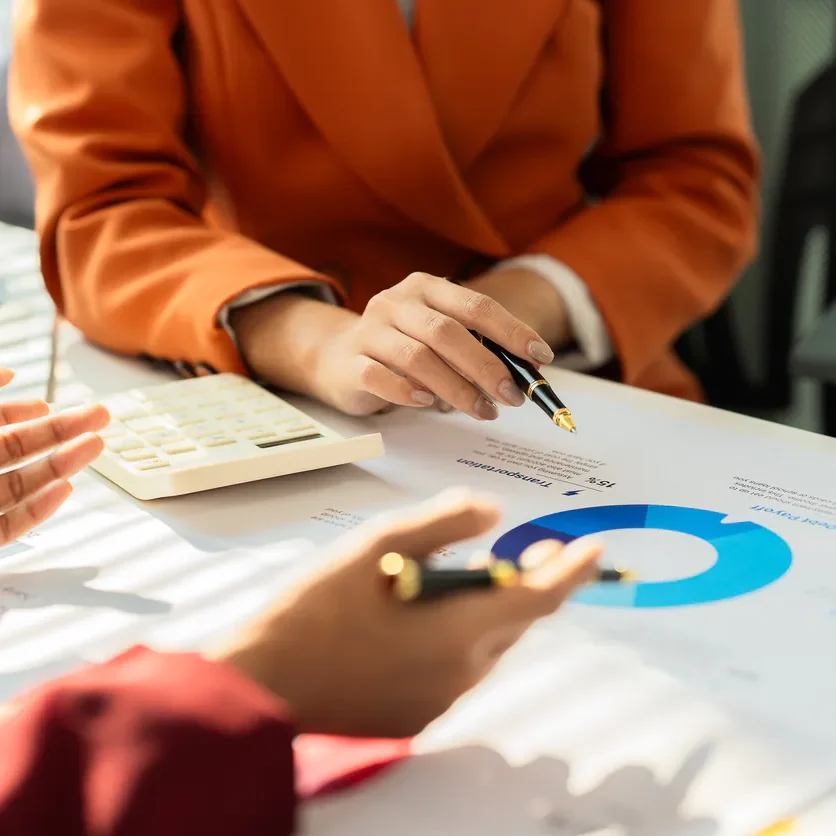 Business partners with charts